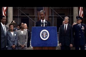 Morgan Freeman as President Tom Beck (Watch for falling objects)